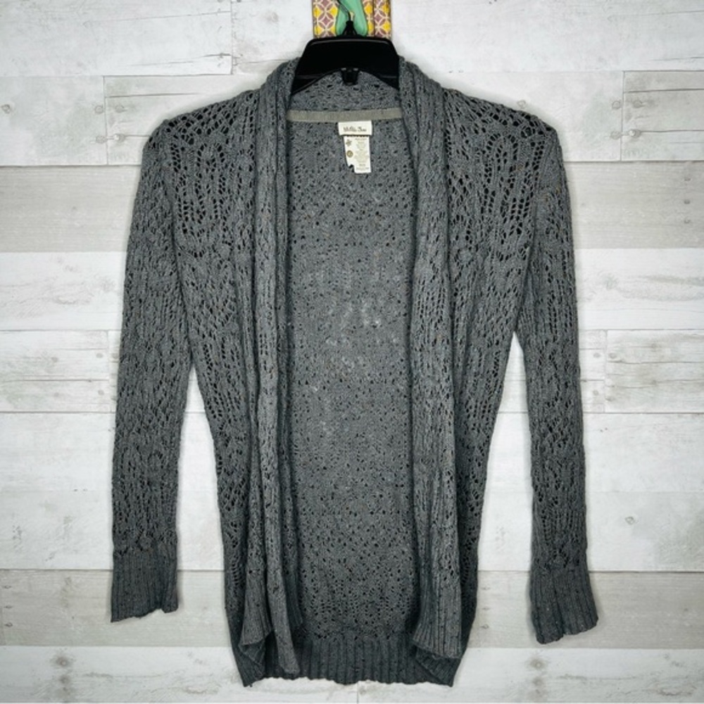 Matilda Jane | Gray Crochet Open Cardigan